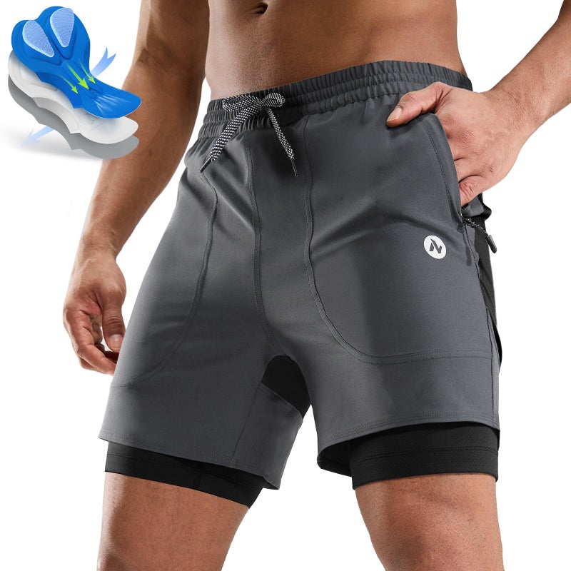 Nepest Mens Mountain Bike Shorts 3D Padded MTB Shorts Loosefit Bicycle Biking Biker Baggy Cycling Pants with Zipper Pockets Dark GreyL - Image 2