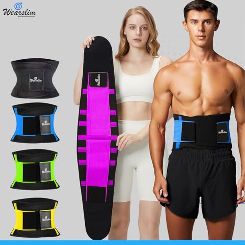 Wearslim® Premium Adjustable Flexible Waist Trainer Trimmer Belt for Men & Women, Back Brace Lumbar Support Belt for Lower Back Pain Relief - Multicolor - Image 3