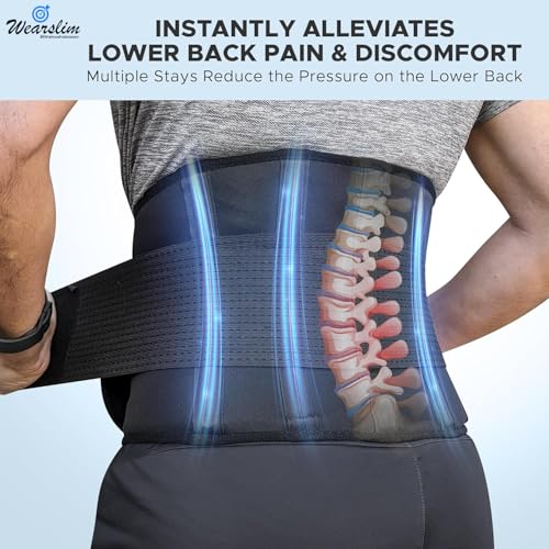 Wearslim® Premium Adjustable Flexible Waist Trainer Trimmer Belt for Men & Women, Back Brace Lumbar Support Belt for Lower Back Pain Relief - Multicolor - Image 4