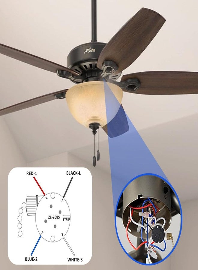 Bsentster Ceiling Fan Switch Zing Ear ZE-208s E89885 3 Speed 4 Wire Pull Chain Switch Fan Light Switch Replacement Part with 4 Pre-Installed Wires(Bronze Chain) - Image 3