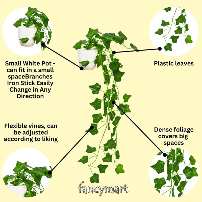 fancymart Artificial Vine Plants Falling with Small Size Pot - Natural Touch & Feel Home Décor - Perfect for Home and Office Decoration - Image 1