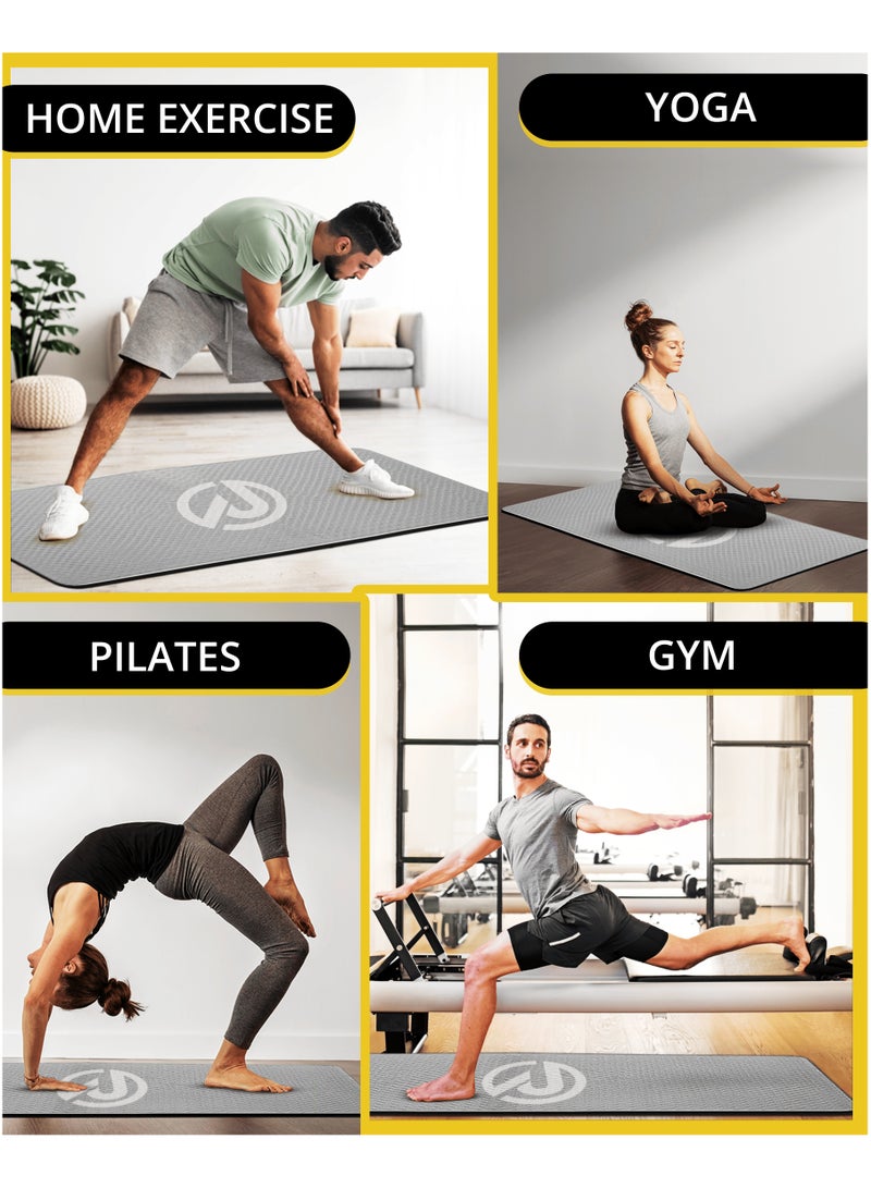 Nariele Thick Yoga Mat 4mm - Knees Supportive Exercise Mat - for Yoga, Pilates, Fitness Exercises and Home Exercise Fitness Mat - Non-Slip Yoga Gym Mat With Carrying Bag - 183*66cm (Grey/Black) - Image 4