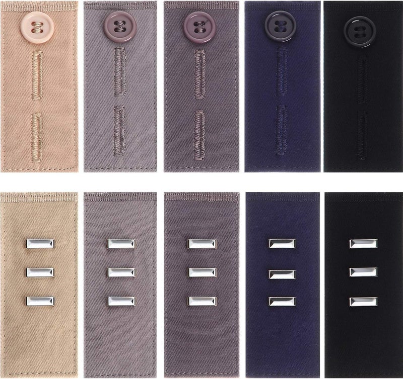 TOODOO 10 Pieces Waistband Extenders Elastic Button Waist Extender Pants Hook for Men Women Pants Jeans Trousers 2 Types - Image 1