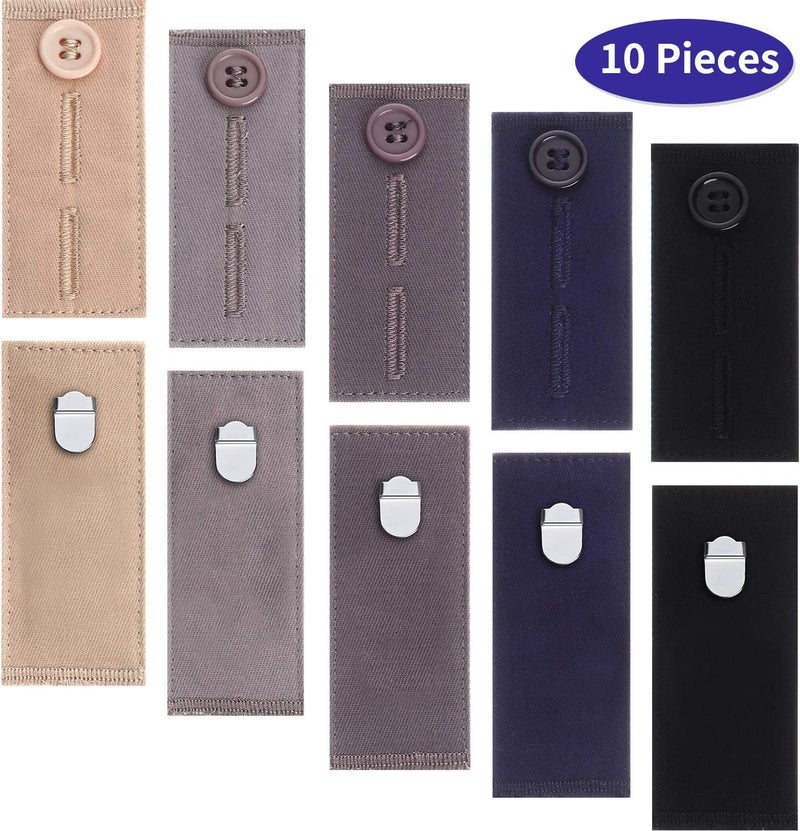 TOODOO 10 Pieces Waistband Extenders Elastic Button Waist Extender Pants Hook for Men Women Pants Jeans Trousers 2 Types - Image 2