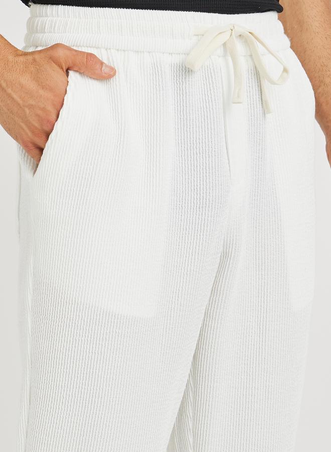 Styli Styli Men Textured Straight Fit Joggers with Drawstring  - Image 3
