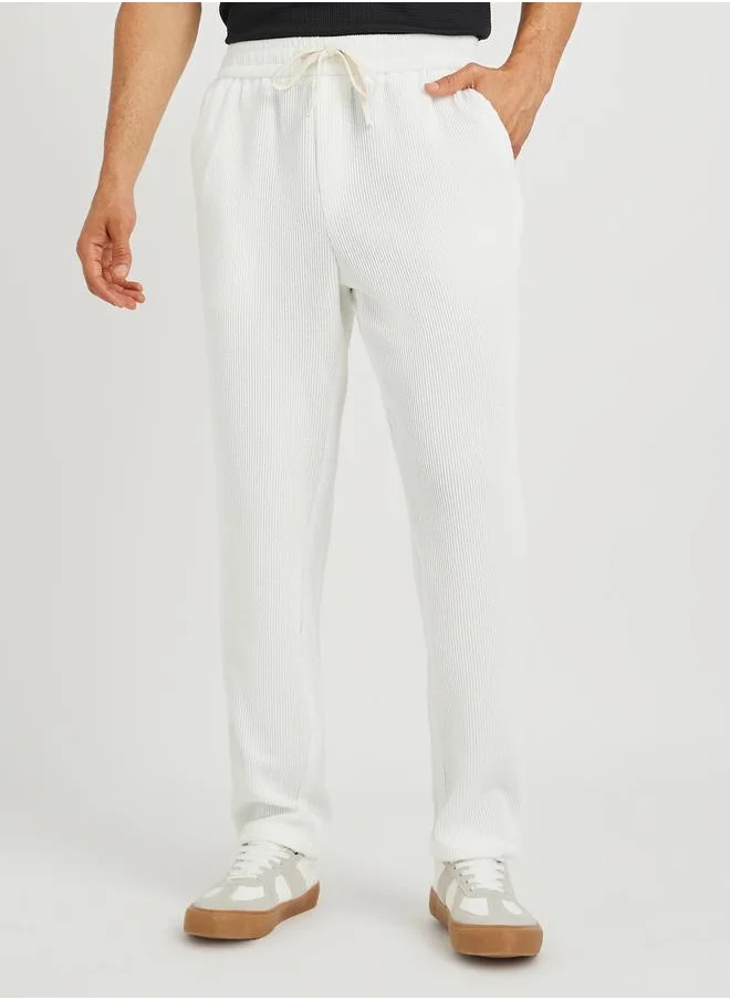 Styli Styli Men Textured Straight Fit Joggers with Drawstring