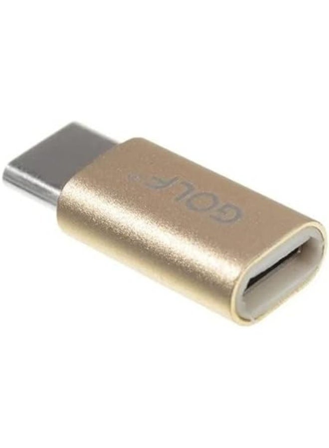 جولف محول GOLF GC-31 OTG من ذكر تايب سي إلى أنثى مايكرو USB - ذهبي - Image 2