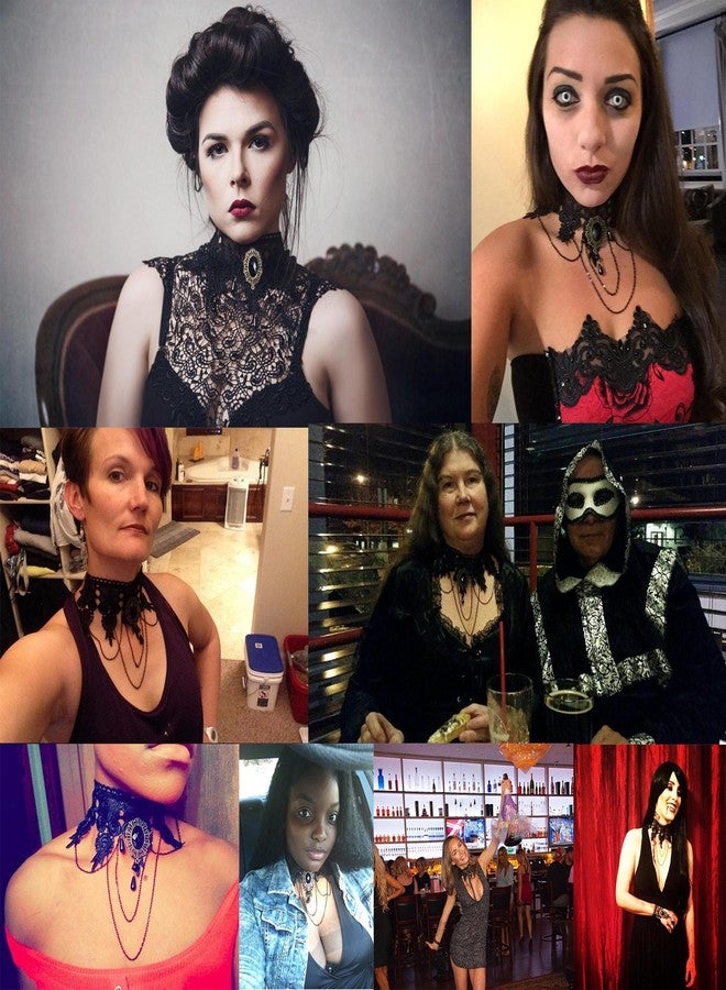 ETERNITY J. Elegant Vintage Princess Black Lace Gothic Statement Necklace Bracelet Victorian Choker Pendant Vampire Chain - Image 4