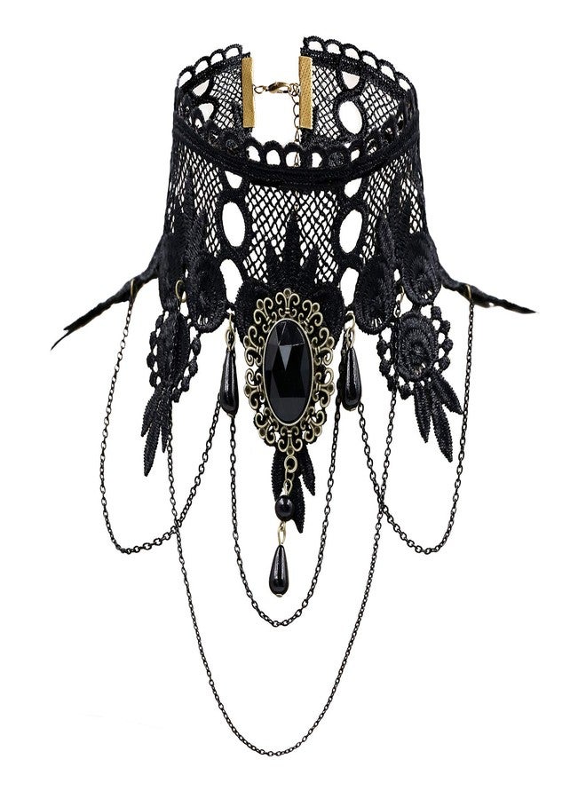 ETERNITY J. Elegant Vintage Princess Black Lace Gothic Statement Necklace Bracelet Victorian Choker Pendant Vampire Chain - Image 1