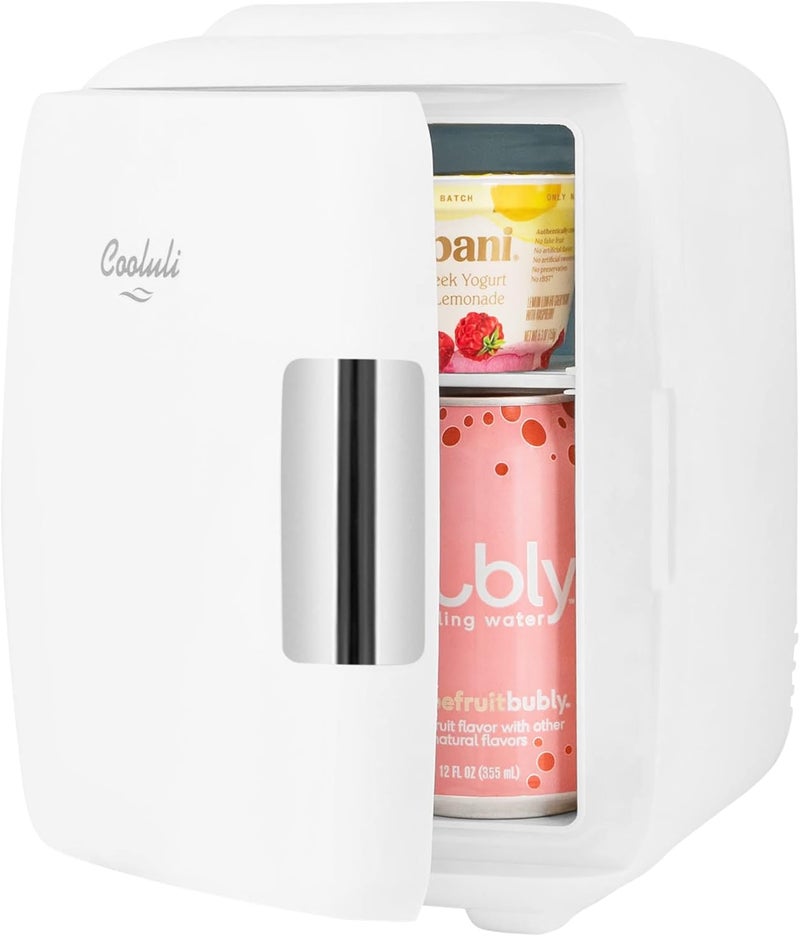 Cooluli Mini Fridge for Bedroom - Car, Office Desk & Dorm Room - Portable 4L/6 Can Electric Plug In Cooler & Warmer for Food, Drinks, Skincare Beauty & Makeup - 12v AC/DC & Exclusive USB Option, White - Image 2