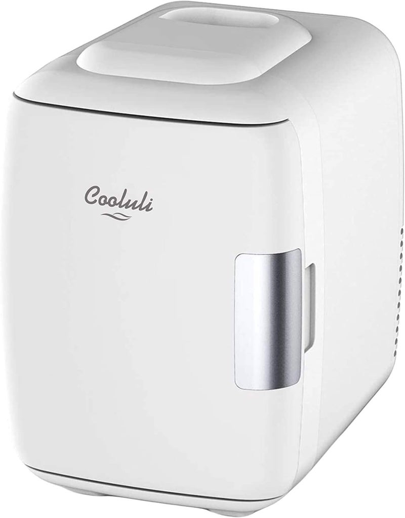 Cooluli Mini Fridge for Bedroom - Car, Office Desk & Dorm Room - Portable 4L/6 Can Electric Plug In Cooler & Warmer for Food, Drinks, Skincare Beauty & Makeup - 12v AC/DC & Exclusive USB Option, White - Image 1