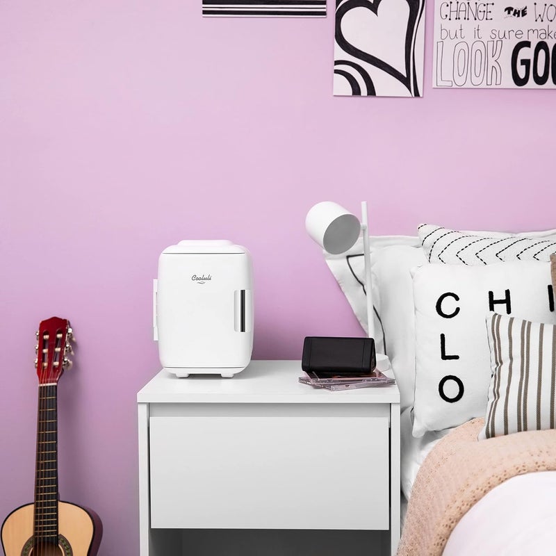 Cooluli Mini Fridge for Bedroom - Car, Office Desk & Dorm Room - Portable 4L/6 Can Electric Plug In Cooler & Warmer for Food, Drinks, Skincare Beauty & Makeup - 12v AC/DC & Exclusive USB Option, White - Image 5