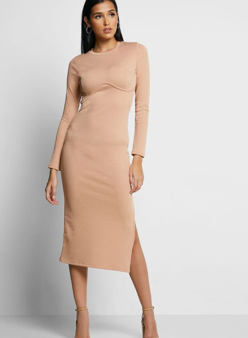 TOPSHOP Ribbed Side Slit Dress