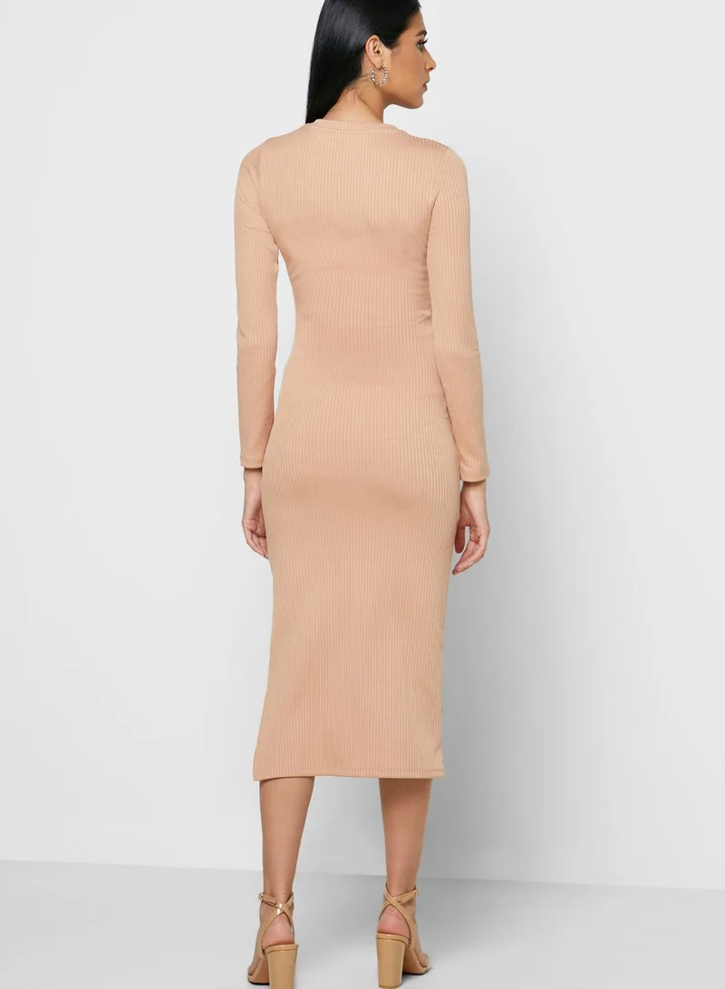 TOPSHOP Ribbed Side Slit Dress