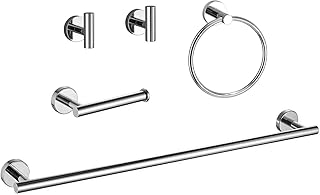 USHOWER Polished Chrome Bathroom Hardware Set, Includes 24-Inch Bath Towel Bar, Durable SUS304 Stainless Steel, 5-Piece - Image 1