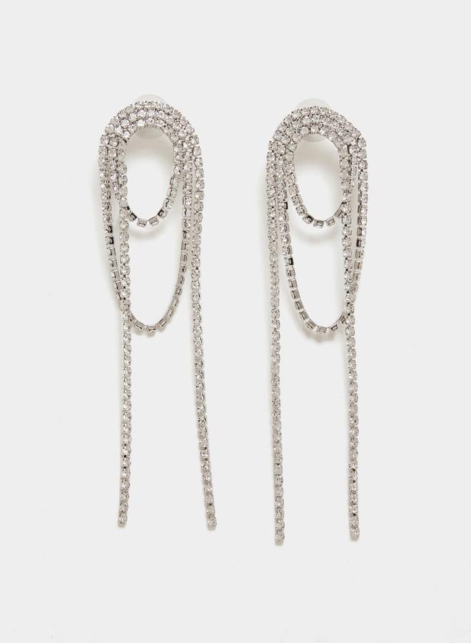 Styli Rhinestone Embellished Dangle Earrings - Image 1