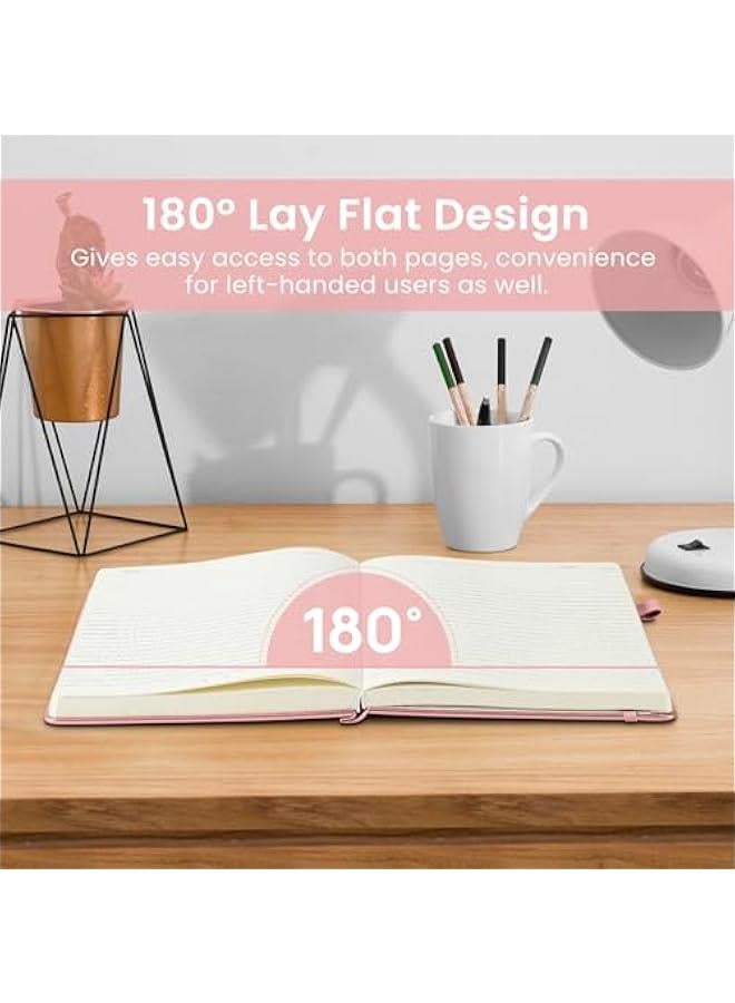 Arabest Lined Journal Notebook for Women & Men, Hardcover Leather Journal for writing, A5 College Ruled Notebook for Work & Note Taking, Perfect for Office School Home Supplies, 160 s, Pink - Image 4