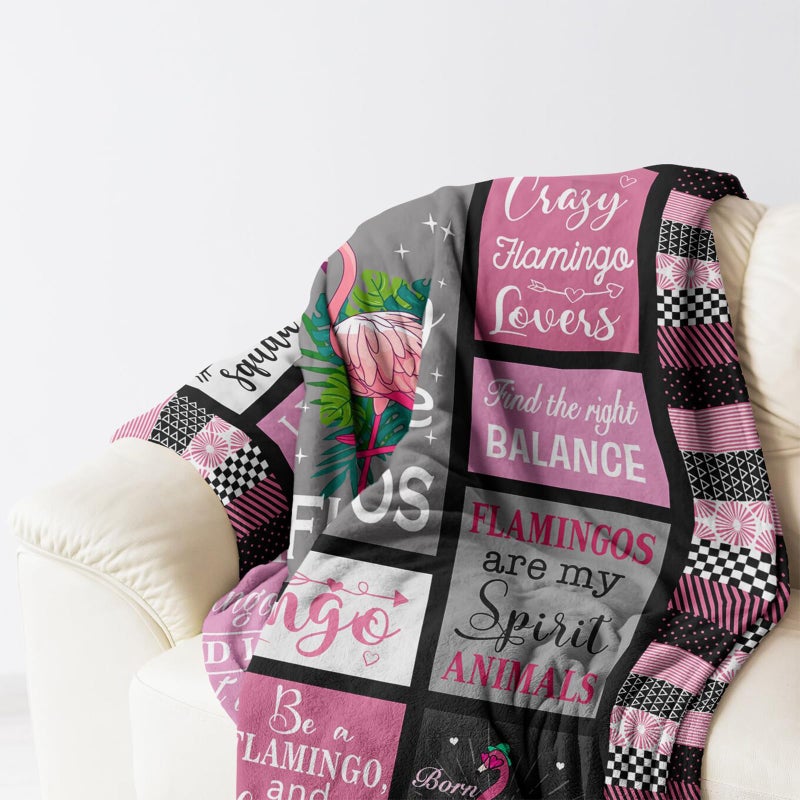 Mcurore Flamingo Gifts بطانية 50 "" x40 "" هدايا Flamingo Pink للنساء الفريدة ديكور فلامنغو فلامنغو فلامنغو بطانية أفكار هدايا فلامنغو للفتاة عيد ميلاد هدايا لعشاق فلامنغو - Image 3