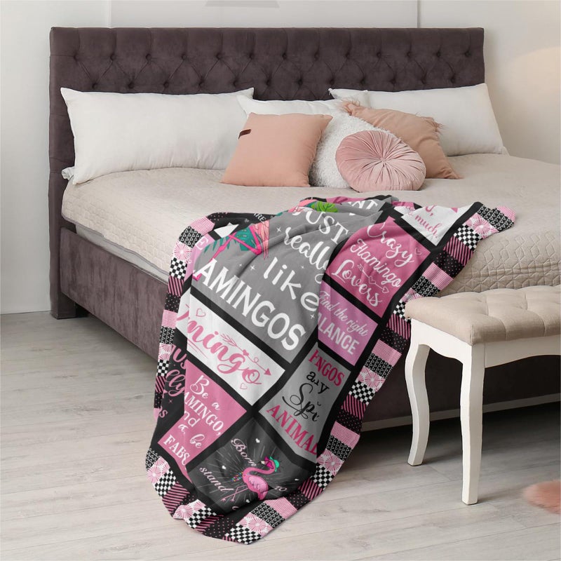 Mcurore Flamingo Gifts بطانية 50 "" x40 "" هدايا Flamingo Pink للنساء الفريدة ديكور فلامنغو فلامنغو فلامنغو بطانية أفكار هدايا فلامنغو للفتاة عيد ميلاد هدايا لعشاق فلامنغو - Image 4