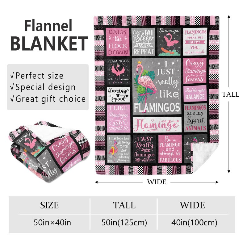 Mcurore Flamingo Gifts بطانية 50 "" x40 "" هدايا Flamingo Pink للنساء الفريدة ديكور فلامنغو فلامنغو فلامنغو بطانية أفكار هدايا فلامنغو للفتاة عيد ميلاد هدايا لعشاق فلامنغو - Image 2