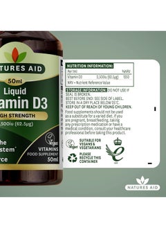 Natures Aid High Strength Liquid Vitamin D3 2500Iu, 50 Ml  - Image 2