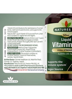 Natures Aid High Strength Liquid Vitamin D3 2500Iu, 50 Ml  - Image 3