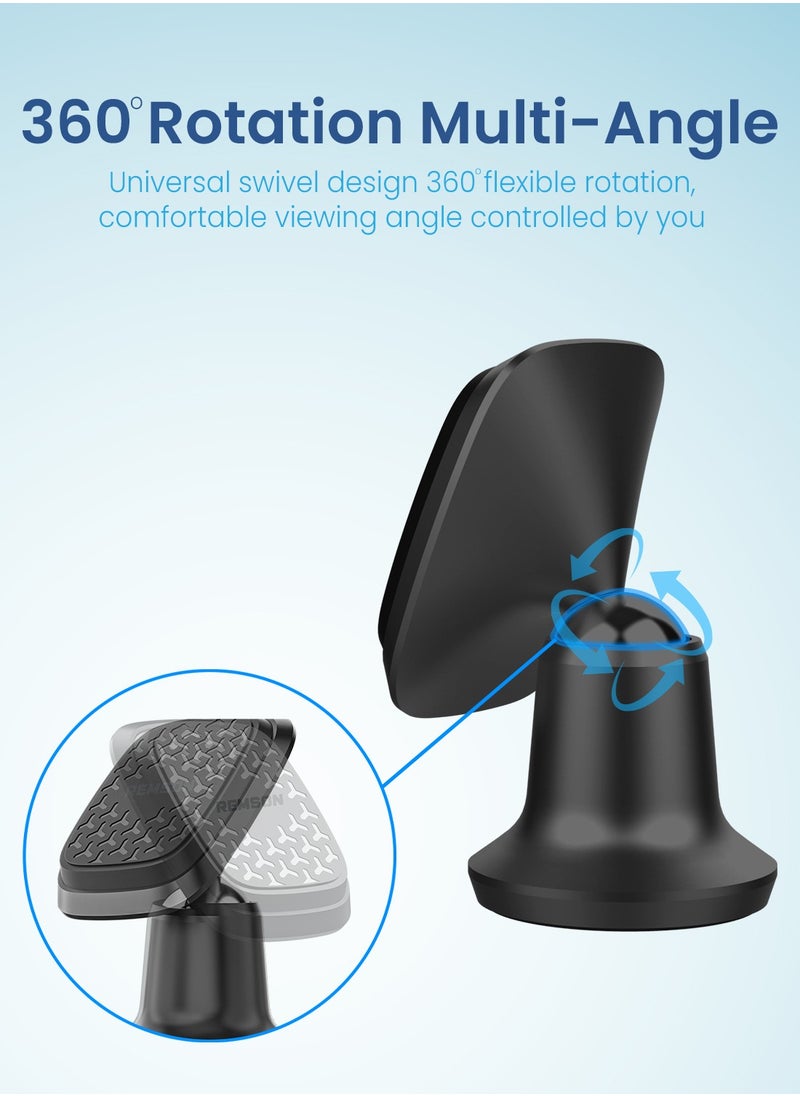 Remson - Remson Magnetic Car Phone Holder Universal Stick On 360 Rotation  For Dashboard Compatible with iPhone 13 12 11 Pro Max XR XS X 8 7, Samsung Galaxy & More – Black - Image 1
