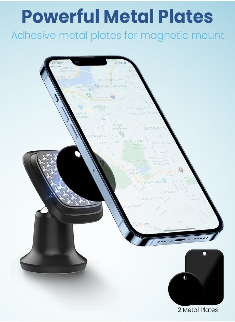 Remson - Remson Magnetic Car Phone Holder Universal Stick On 360 Rotation  For Dashboard Compatible with iPhone 13 12 11 Pro Max XR XS X 8 7, Samsung Galaxy & More – Black - Image 1
