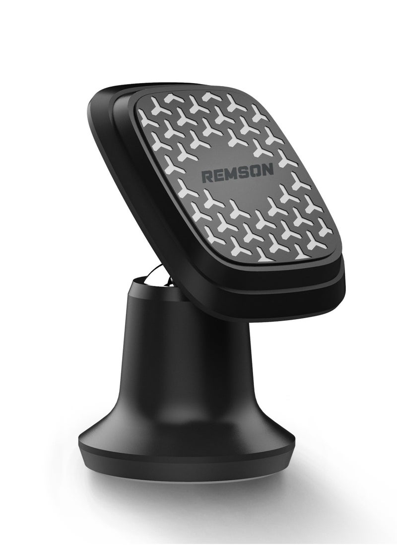Remson - Remson Magnetic Car Phone Holder Universal Stick On 360 Rotation  For Dashboard Compatible with iPhone 13 12 11 Pro Max XR XS X 8 7, Samsung Galaxy & More – Black - Image 1