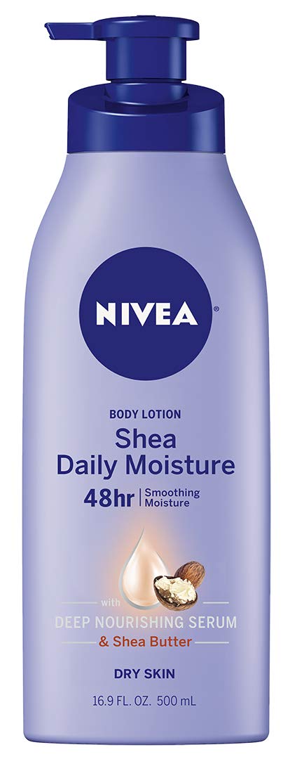 NIVEA Shea Nourish Body Lotion with Deep Nourishing Serum and Shea Butter 48Hour Moisturizing Body Lotion for Dry Skin Nourishes and Smooths Dry Skin 169 Fl Oz Pump Bottle