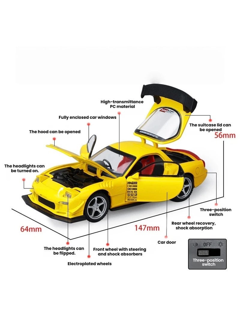 1:32 Scale Mazda Diecast Car Model Pull Back Vehicle Toy with Realistic Partial Light Up Effect Alloy Simulation Collectible Car for Gift - Image 2