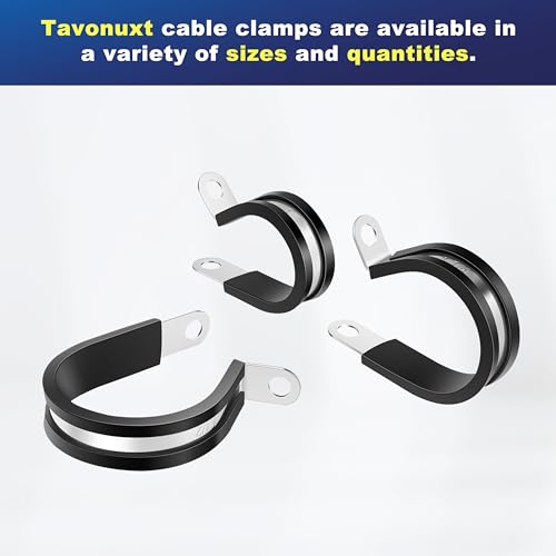 TAVONUXT 100PCS 14 Inch 304 Stainless Steel Rubber Coated Cable Clamps Insulated Metal Pipe Clamp for Wire Cord Installation Automotive and Marine Grade RClamps - Image 3