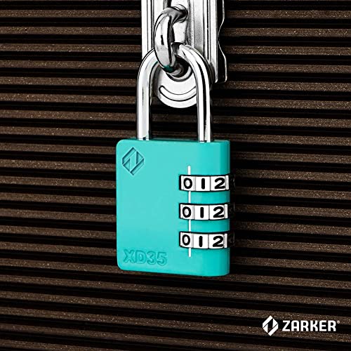 Zarker XD35 Combination Lock, 3-Digit Padlock for School Gym Sports LockerLock, Fence, Toolbox, Case, Hasp Storage (2-Pack, Emerald) - Image 3