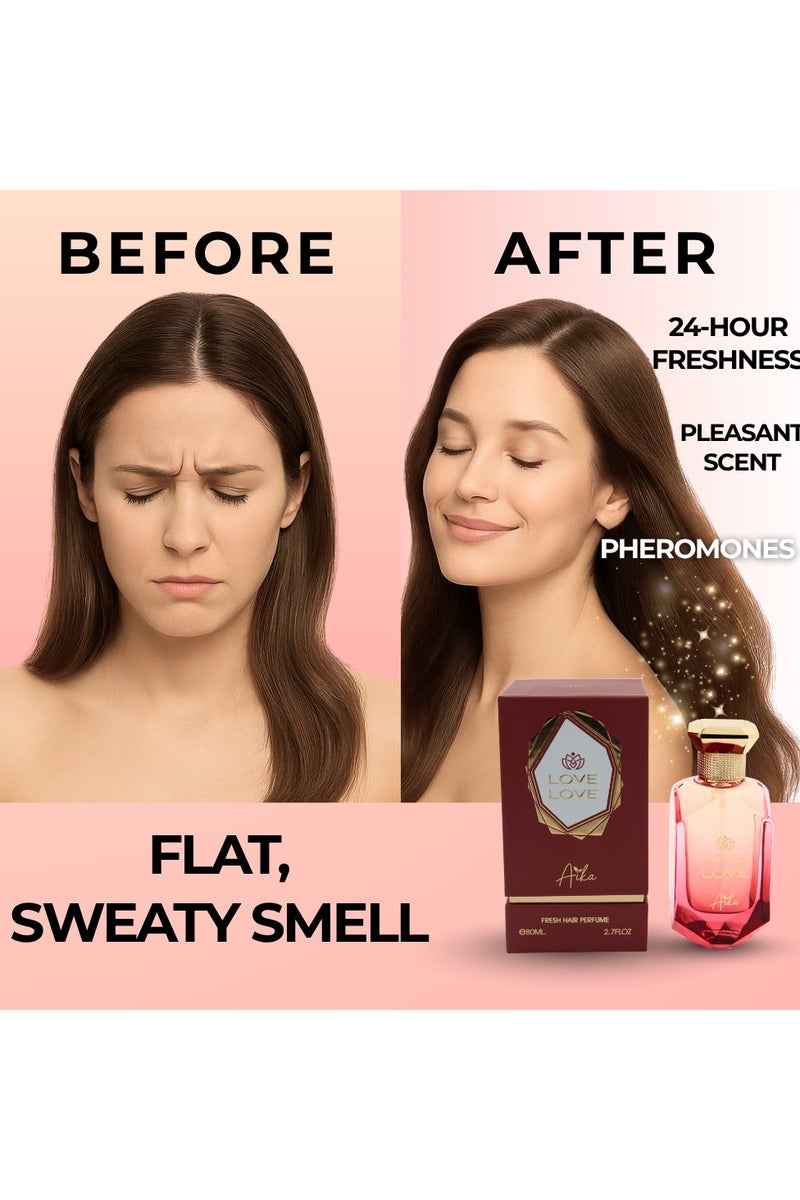 ايكا عطر آيكا لوف لوف للشعر والجسم 80 مل - مزيج من قشر البرتقال والماغنوليا والياسمين والفانيليا والأزهار - رذاذ يدوم طويلاً خالٍ من الكحول للنساء - رذاذ ناعم رومانسي للشعر والجسم لأناقة يومية - Image 5