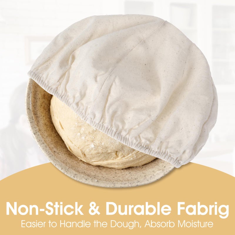 Classicseali 4Pcs Banneton Liners, 10In Cloth Bowl Covers for Bread Proofing,Reusable Natural Rattan Banneton Liner Cloth Cover for Bakery Home Baking, 2 Round & 2 Oval Sourdough Proofing Covers - Image 2