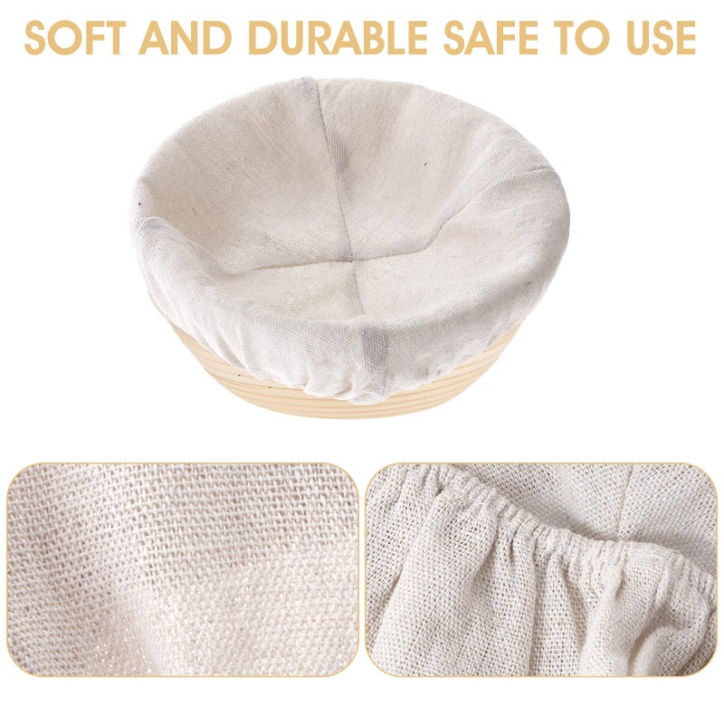 Classicseali 4Pcs Banneton Liners, 10In Cloth Bowl Covers for Bread Proofing,Reusable Natural Rattan Banneton Liner Cloth Cover for Bakery Home Baking, 2 Round & 2 Oval Sourdough Proofing Covers - Image 4