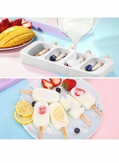 Y&D Popsicles Molds, 4 Cavities, Homemade Oval Cakesicle Molds Silicone Popsicle Ice Pop Come with 50 Wooden Sticks & Bags 2 Pack  - Image 2