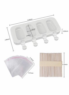 Y&D Popsicles Molds, 4 Cavities, Homemade Oval Cakesicle Molds Silicone Popsicle Ice Pop Come with 50 Wooden Sticks & Bags 2 Pack  - Image 3