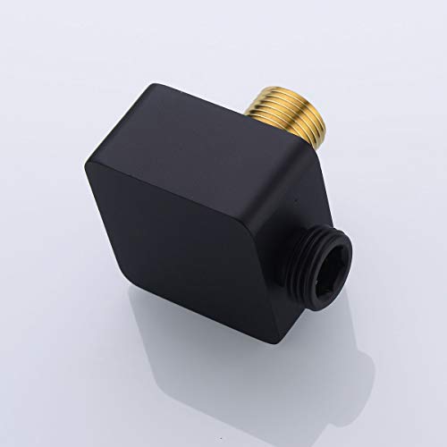Nicmondo Brass Wall Supply Elbow, Nicmondo G1/2” Square Shower Hose Connector, Drop Ell Wall-mounted Union Water Outlet for Handheld Shower Handshower, Matte Black - Image 3