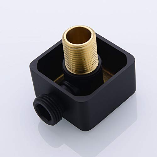 Nicmondo Brass Wall Supply Elbow, Nicmondo G1/2” Square Shower Hose Connector, Drop Ell Wall-mounted Union Water Outlet for Handheld Shower Handshower, Matte Black - Image 4