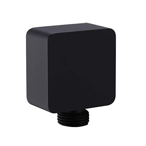 Nicmondo Brass Wall Supply Elbow, Nicmondo G1/2” Square Shower Hose Connector, Drop Ell Wall-mounted Union Water Outlet for Handheld Shower Handshower, Matte Black - Image 1