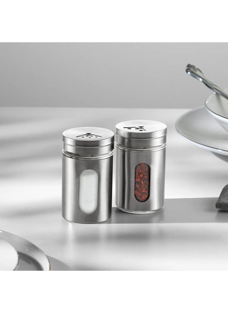 Nehir Selvi 2-Piece Glass Cylinder Salt and Pepper Shaker Set 