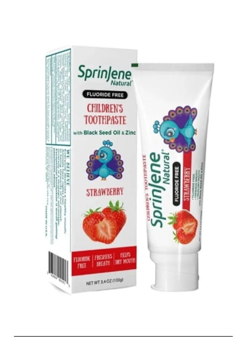 SprinJene Springen Natural Strawberry Toothpaste for Kids Fluoride Free - 100g