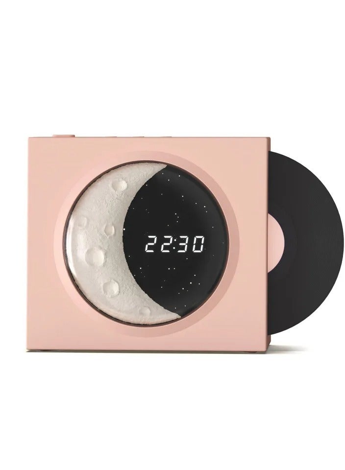 Vinyl Player Speaker, Portable Speaker Support TF Card with Time Display Speaker with Digital Clock for Bedroom  - Image 1