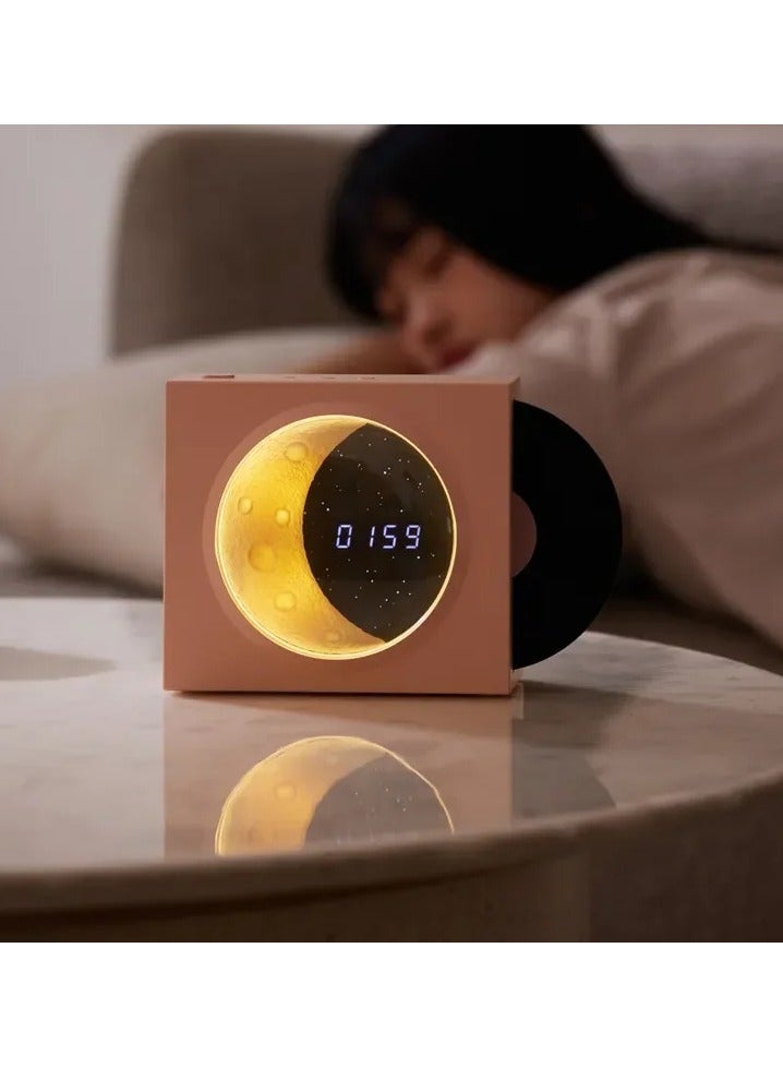 Vinyl Player Speaker, Portable Speaker Support TF Card with Time Display Speaker with Digital Clock for Bedroom  - Image 2