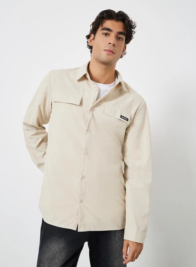 Take Two  Men Solid Corduroy Jacket with Flap Detail for Men | Best Price UAE