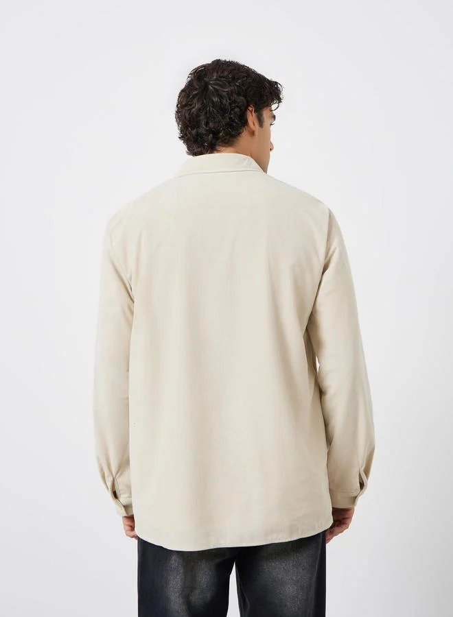 Take Two  Men Solid Corduroy Jacket with Flap Detail for Men | Best Price UAE