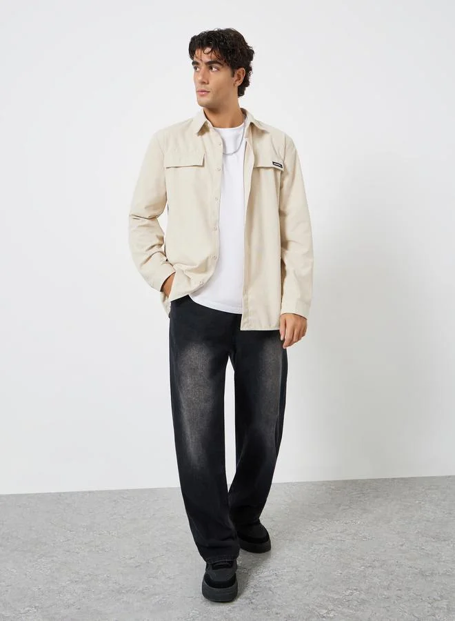 تايك تو جاكيت رجالي من الكوردروي بتفصيلة جيب أمامي