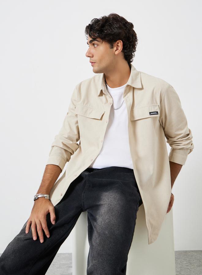 تايك تو جاكيت رجالي من الكوردروي بتفصيلة جيب أمامي - Image 1