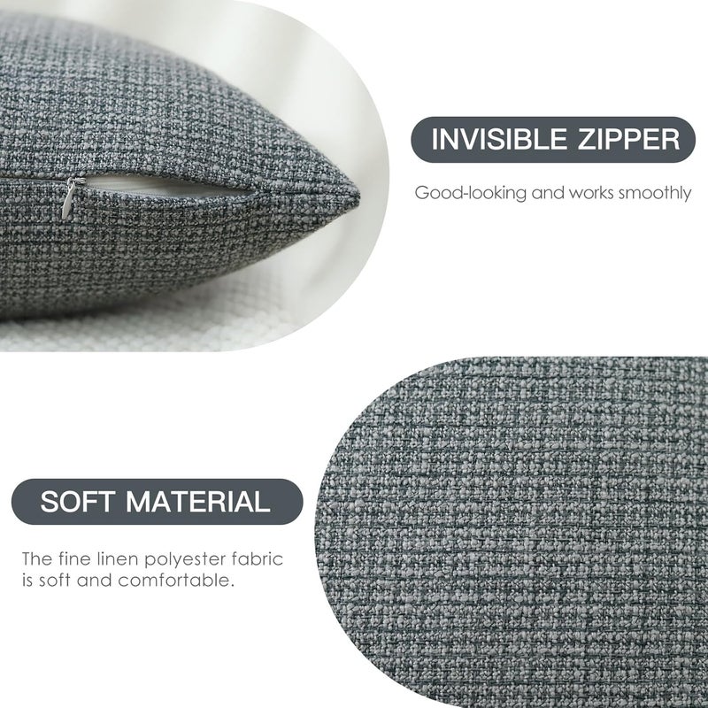 OTOSTAR Pack of 2 Throw Pillow Covers 12x20 Inch Linen Dark Grey Pillowcases Farmhouse Decorative Solid Pillow Covers 30x50 cm Lumbar Cushion Case for Home Decor Sofa Couch Bed (Dark Grey) - Image 2